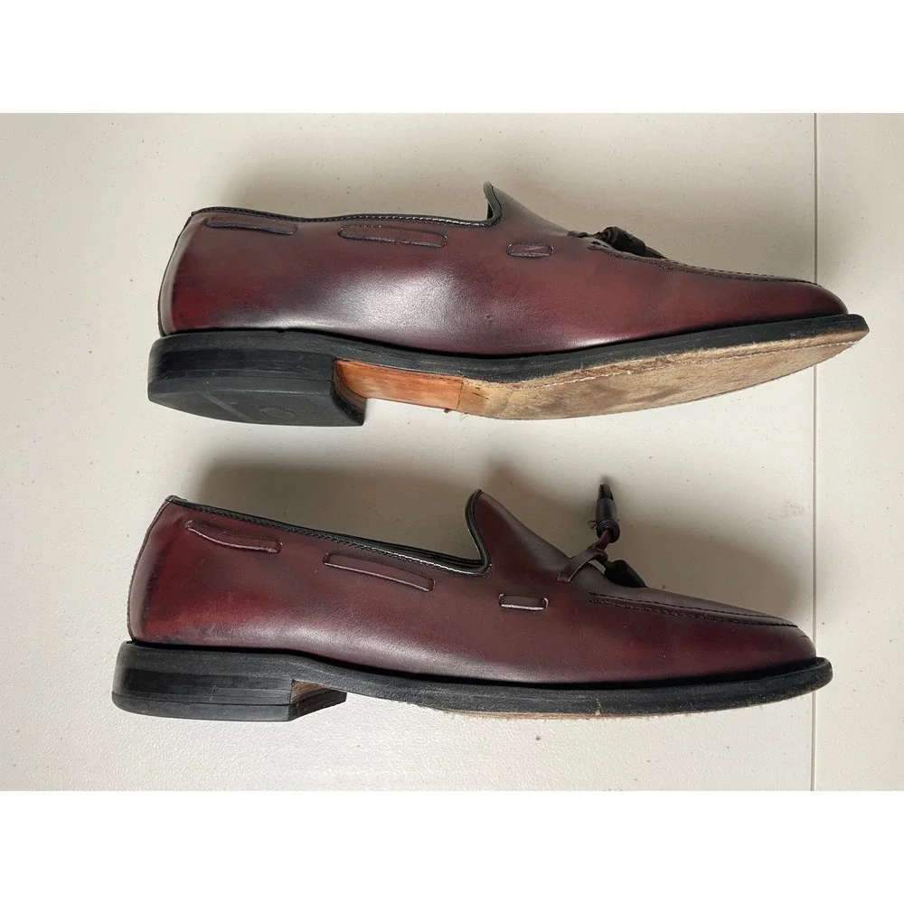 Allen Edmonds Grayson Tassel Loafers Burgundy Leather Men's Dress‎ Shoes 9.5D